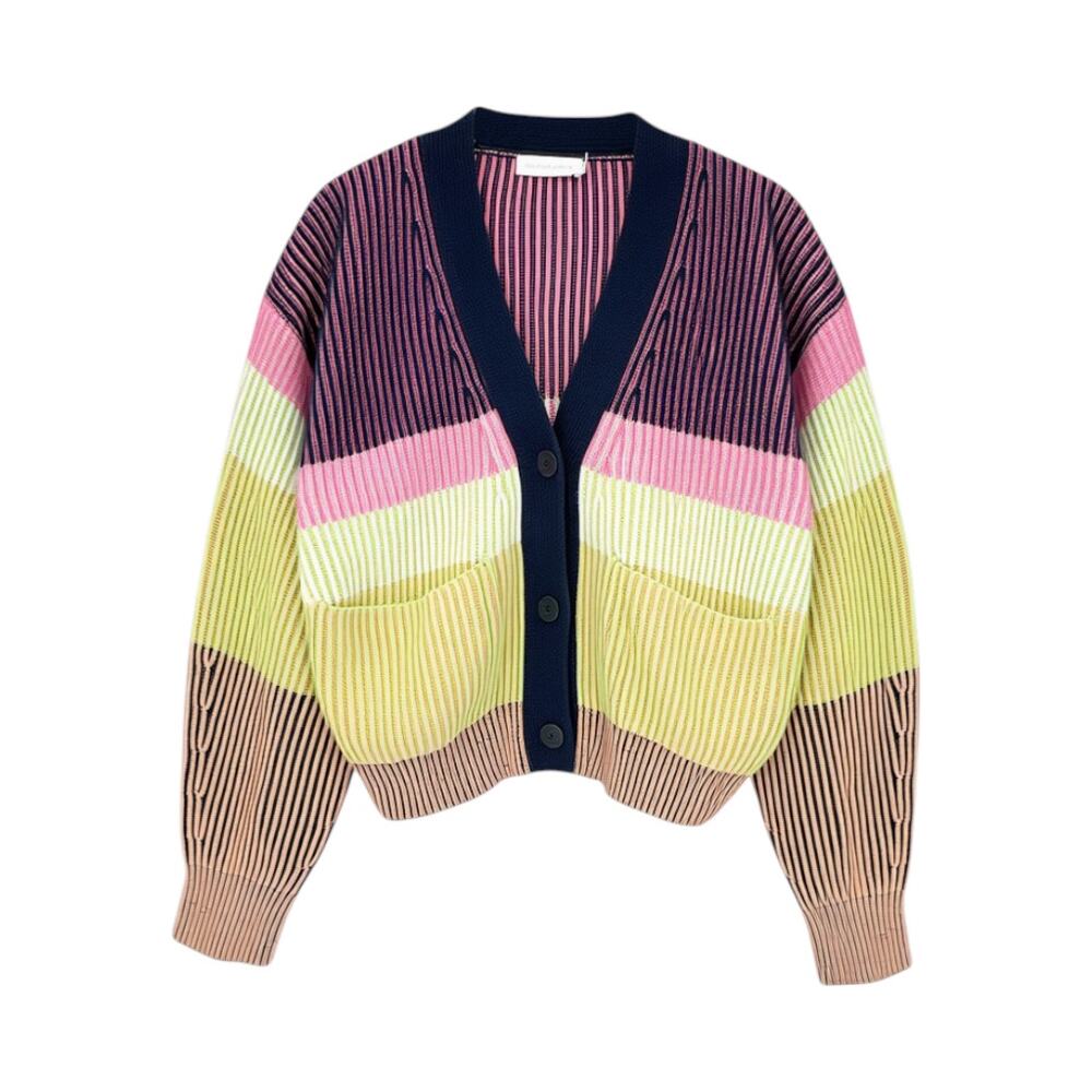 JONATHAN SIMKHAI Safford Cotton Cashmere Cardigan In Lime Multi M